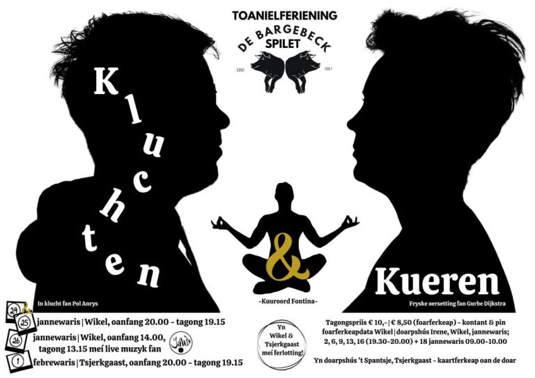 Toneelvereniging de Bargebeck speelt ‘Kluchten & Kueren’ in Wijckel en Tjerkgaast