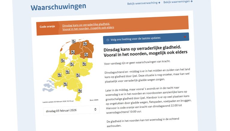 Dinsdagavond grote kans op verraderlijke gladheid, advies om reis uit te stellen